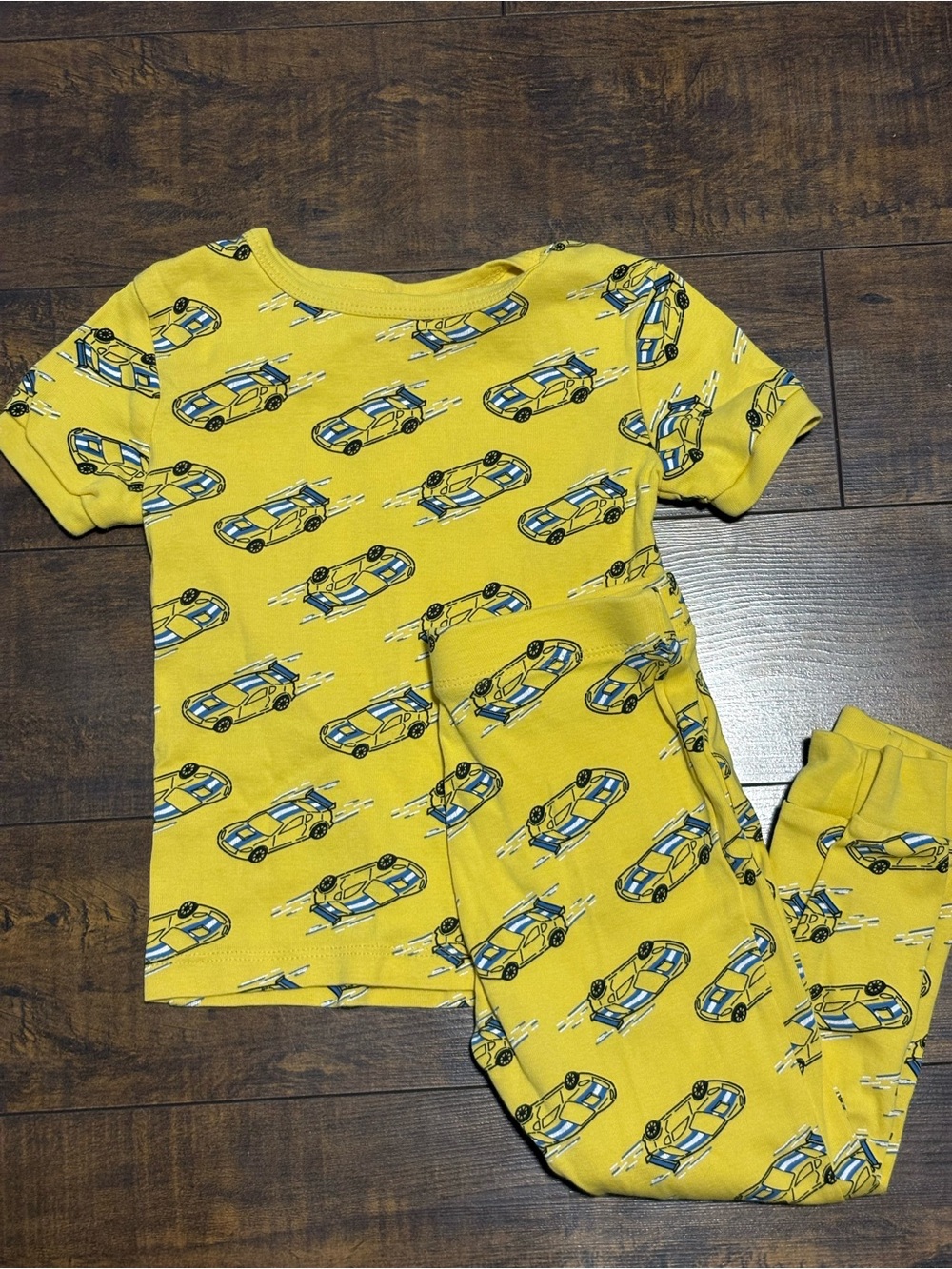 Kids Yellow Car Print Pajama Set